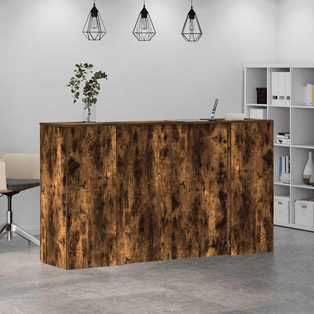 Bureau de réception chêne fumé 180x50x103,5cm bois d'ingénierie - XIOS