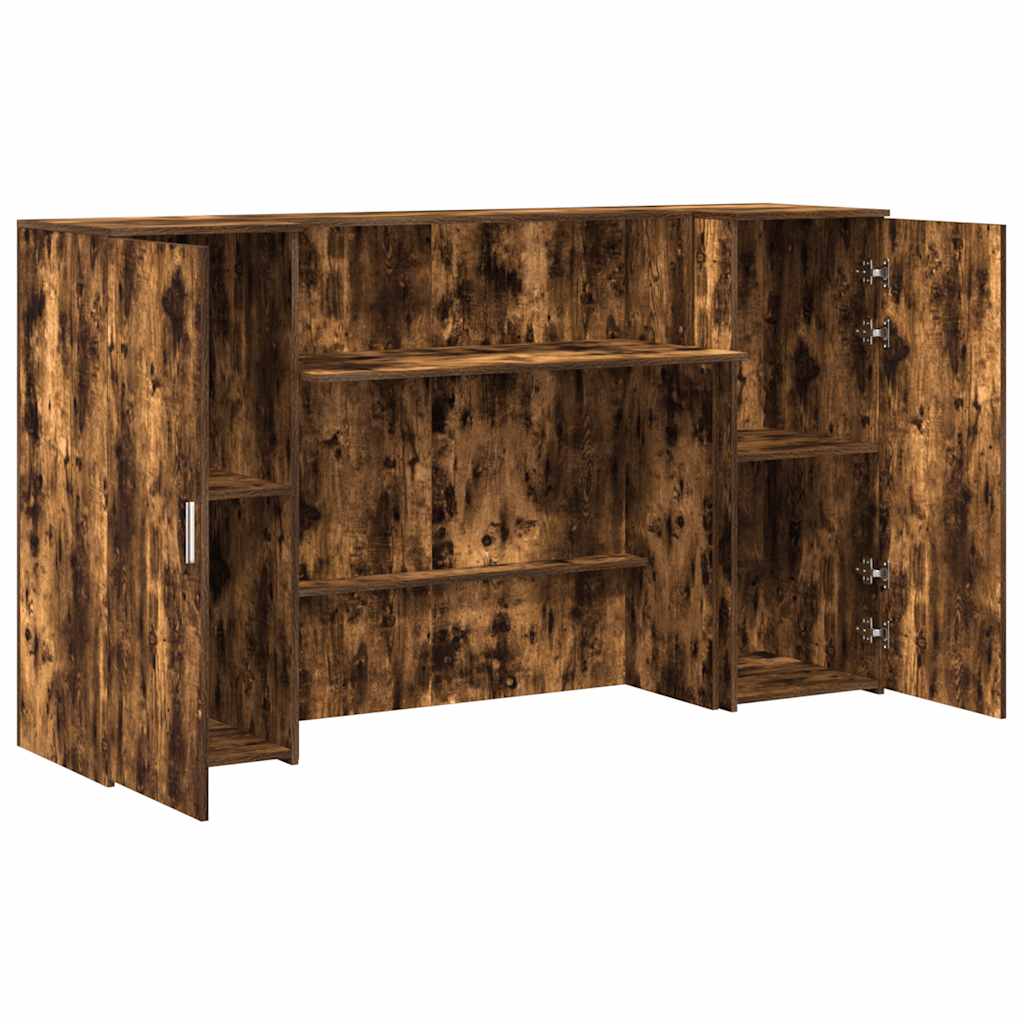Bureau de réception chêne fumé 180x50x103,5cm bois d'ingénierie - XIOS