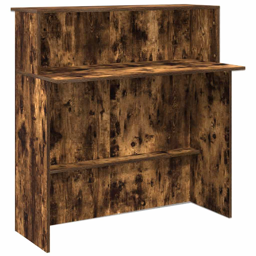 Bureau de réception chêne fumé 180x50x103,5cm bois d'ingénierie - XIOS