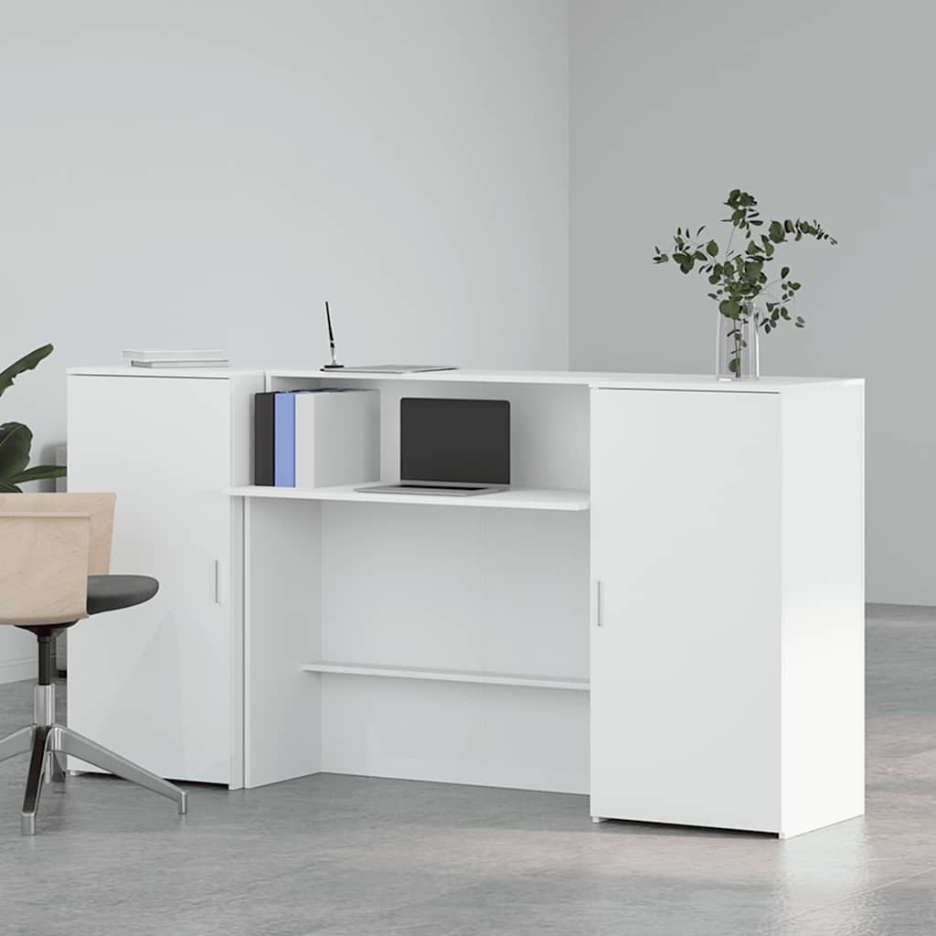 Bureau de réception blanc 200x50x103,5 cm bois d'ingénierie - XIOS