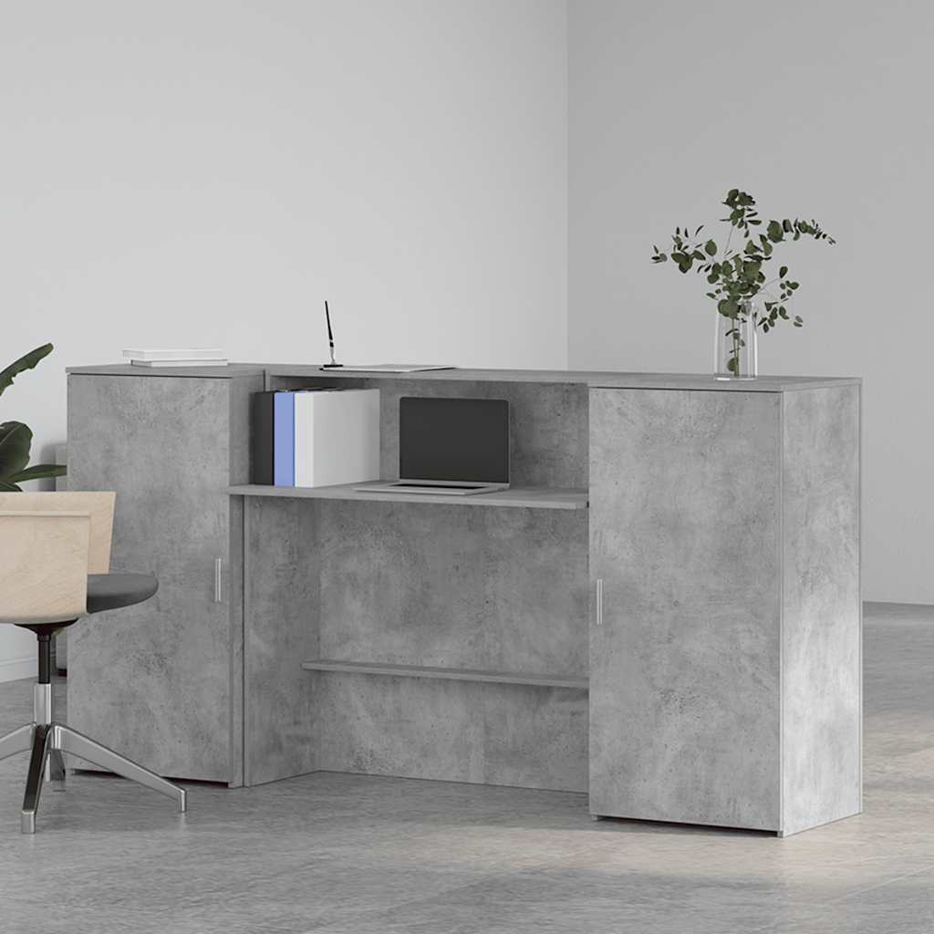Bureau de réception gris béton 200x50x103,5cm bois d'ingénierie - XIOS