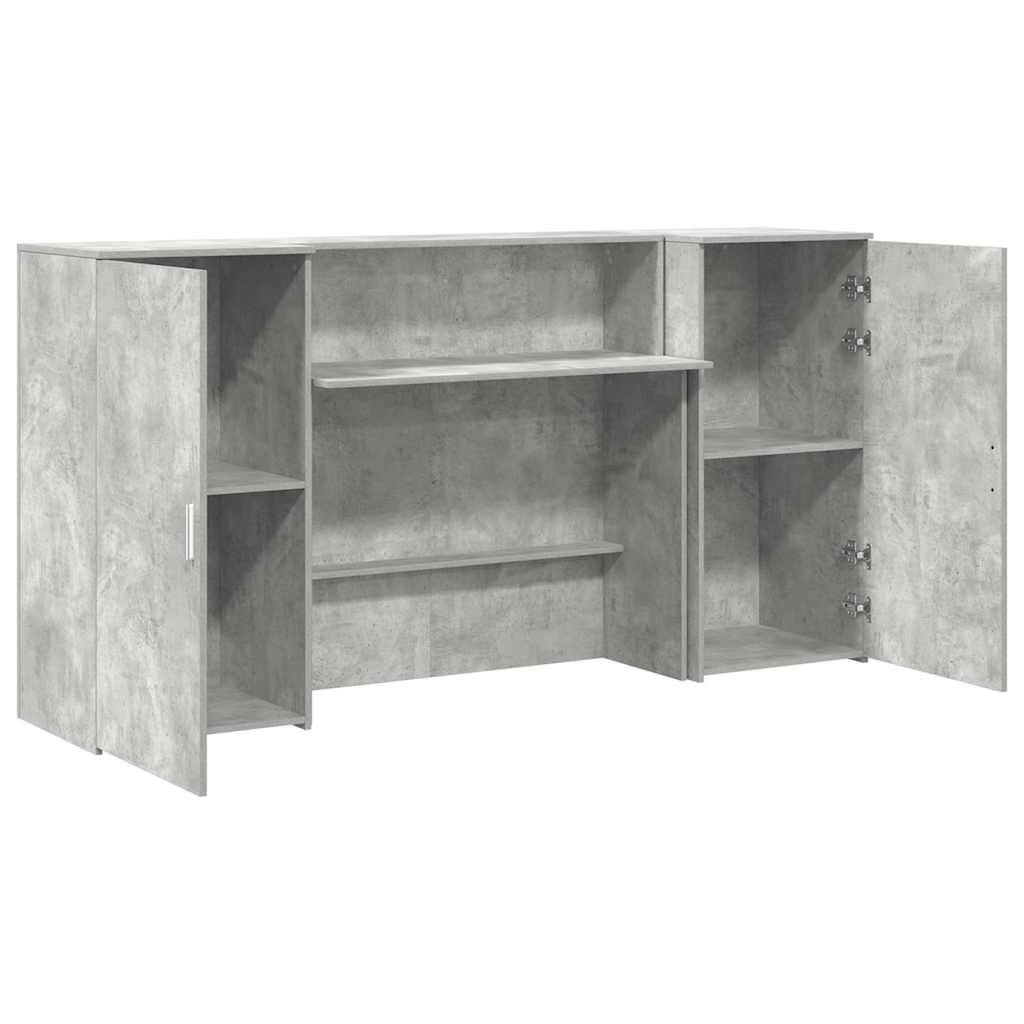 Bureau de réception gris béton 200x50x103,5cm bois d'ingénierie - XIOS