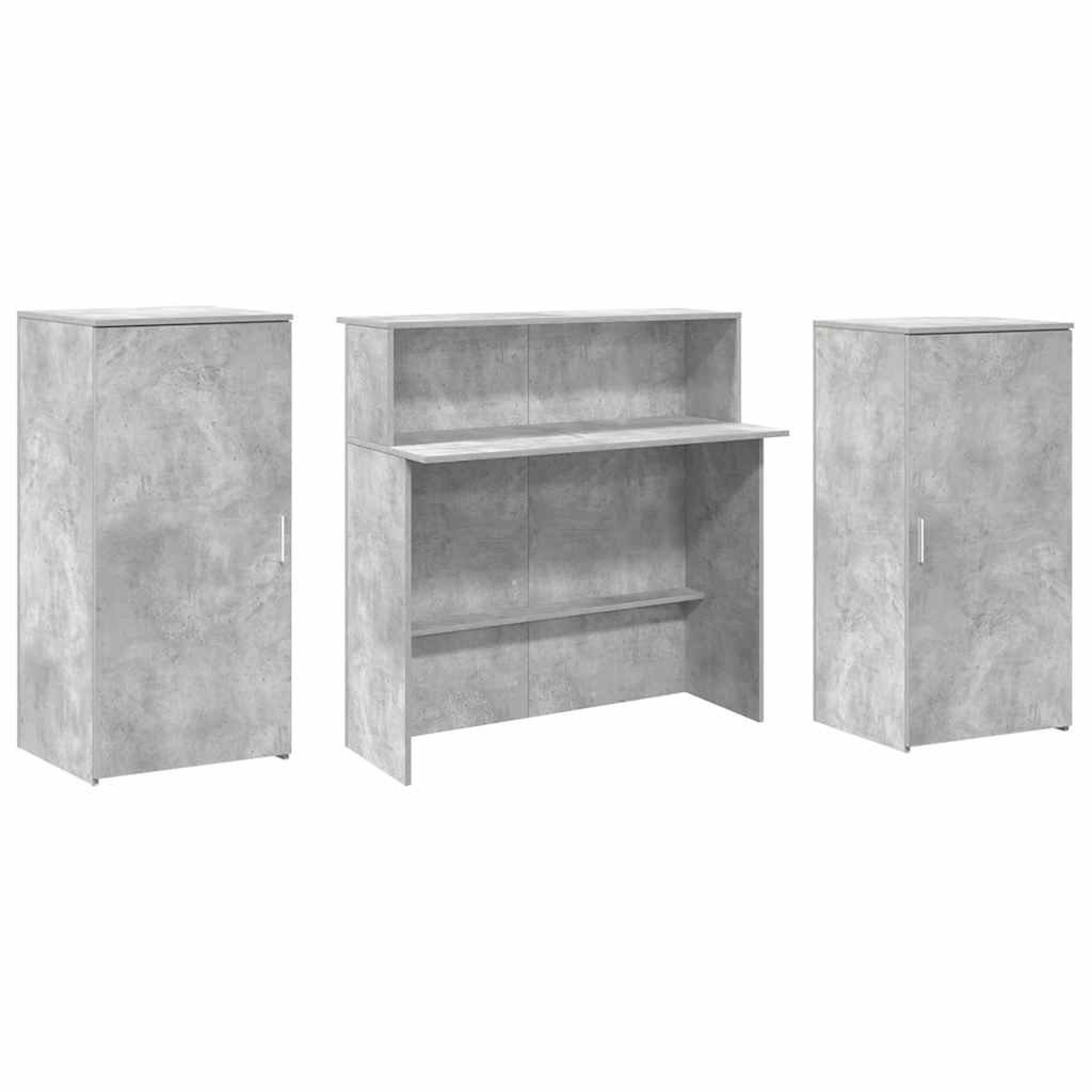 Bureau de réception gris béton 200x50x103,5cm bois d'ingénierie - XIOS