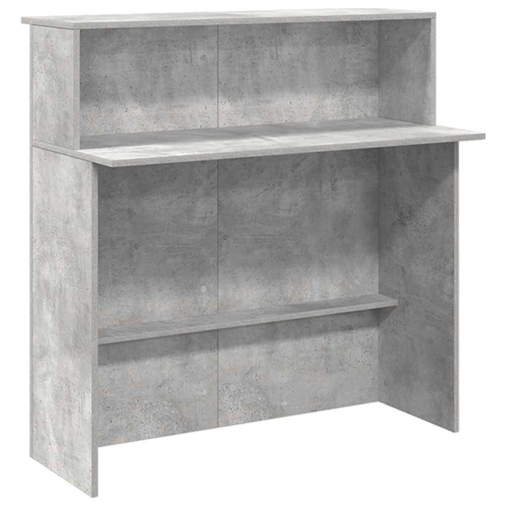 Bureau de réception gris béton 200x50x103,5cm bois d'ingénierie - XIOS