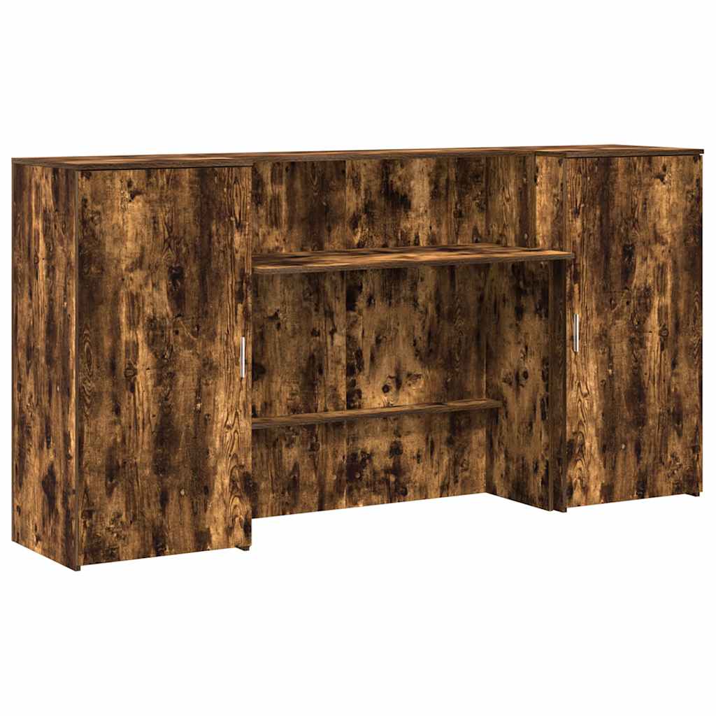 Bureau de réception chêne fumé 200x50x103,5cm bois d'ingénierie - XIOS