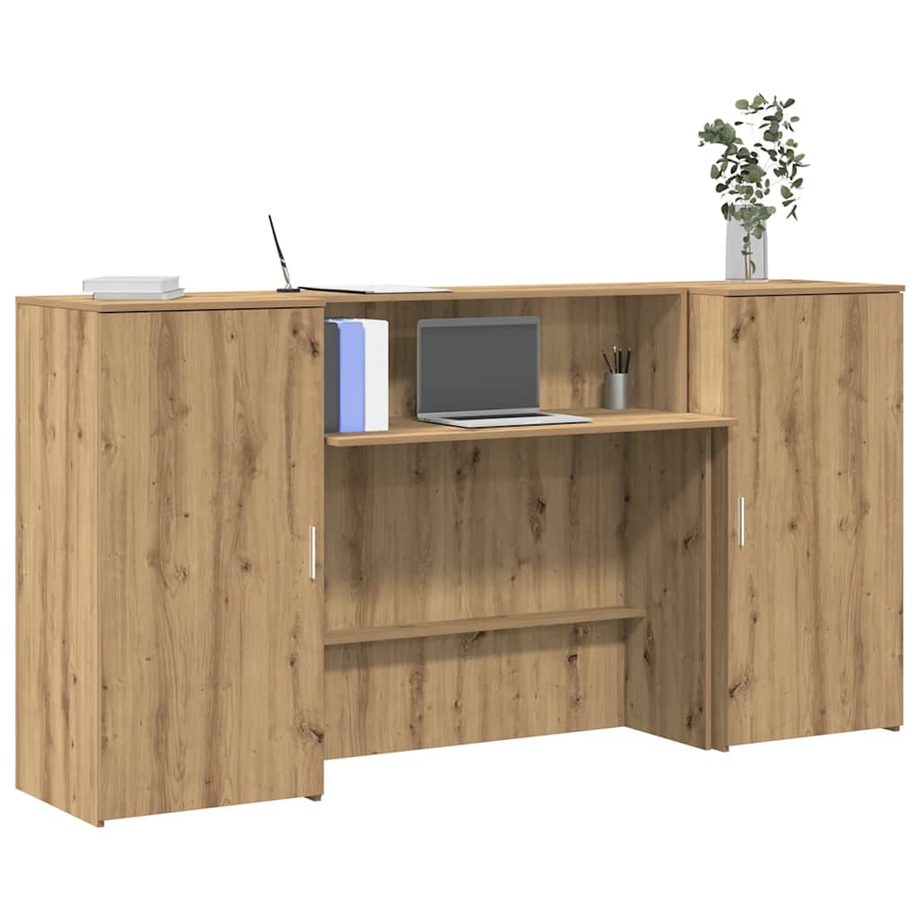 Bureau réception chêne artisanal 200x50x103,5cm bois ingénierie - XIOS