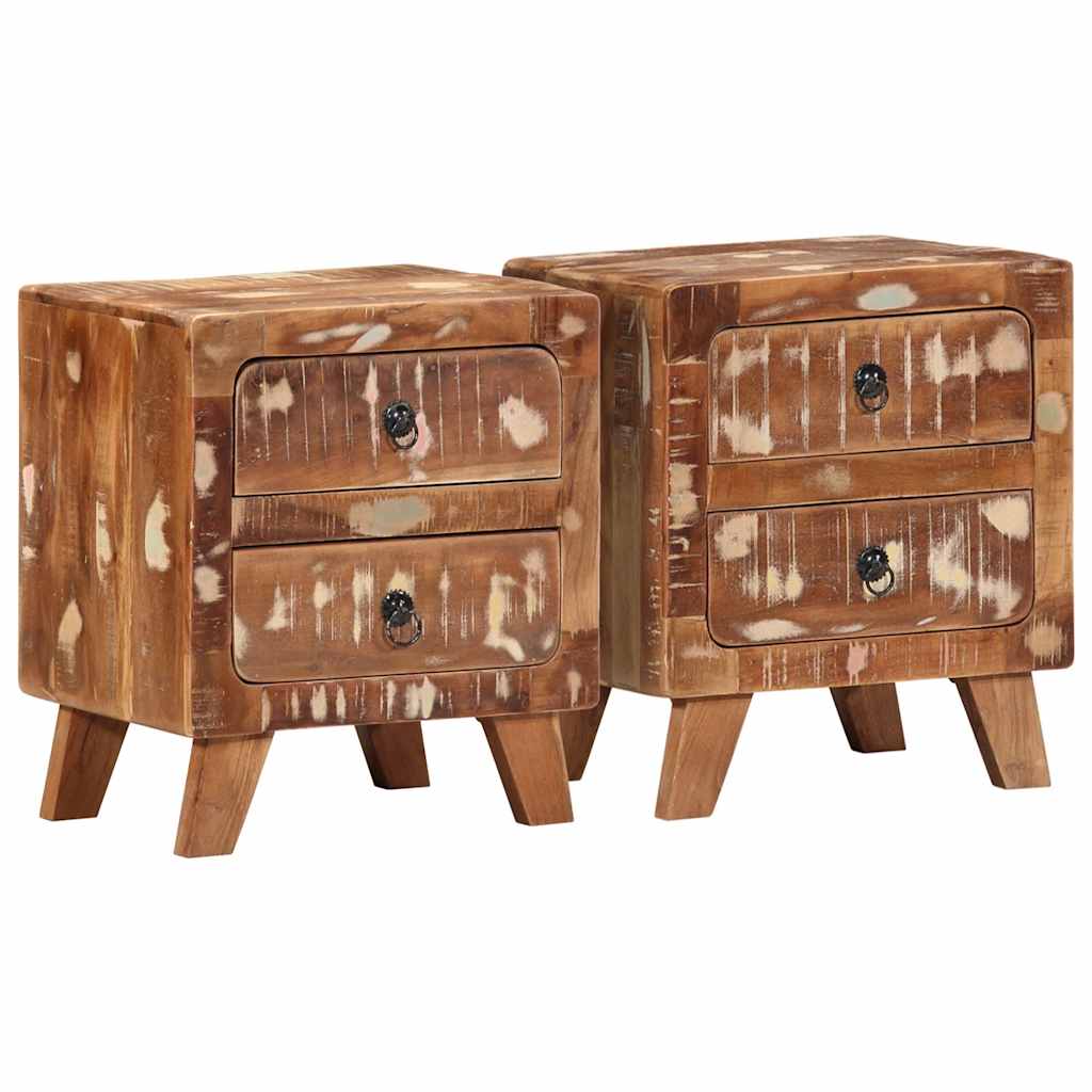 Table de chevet 2 pcs 40x32x46 cm bois massif de récupération - XIOS