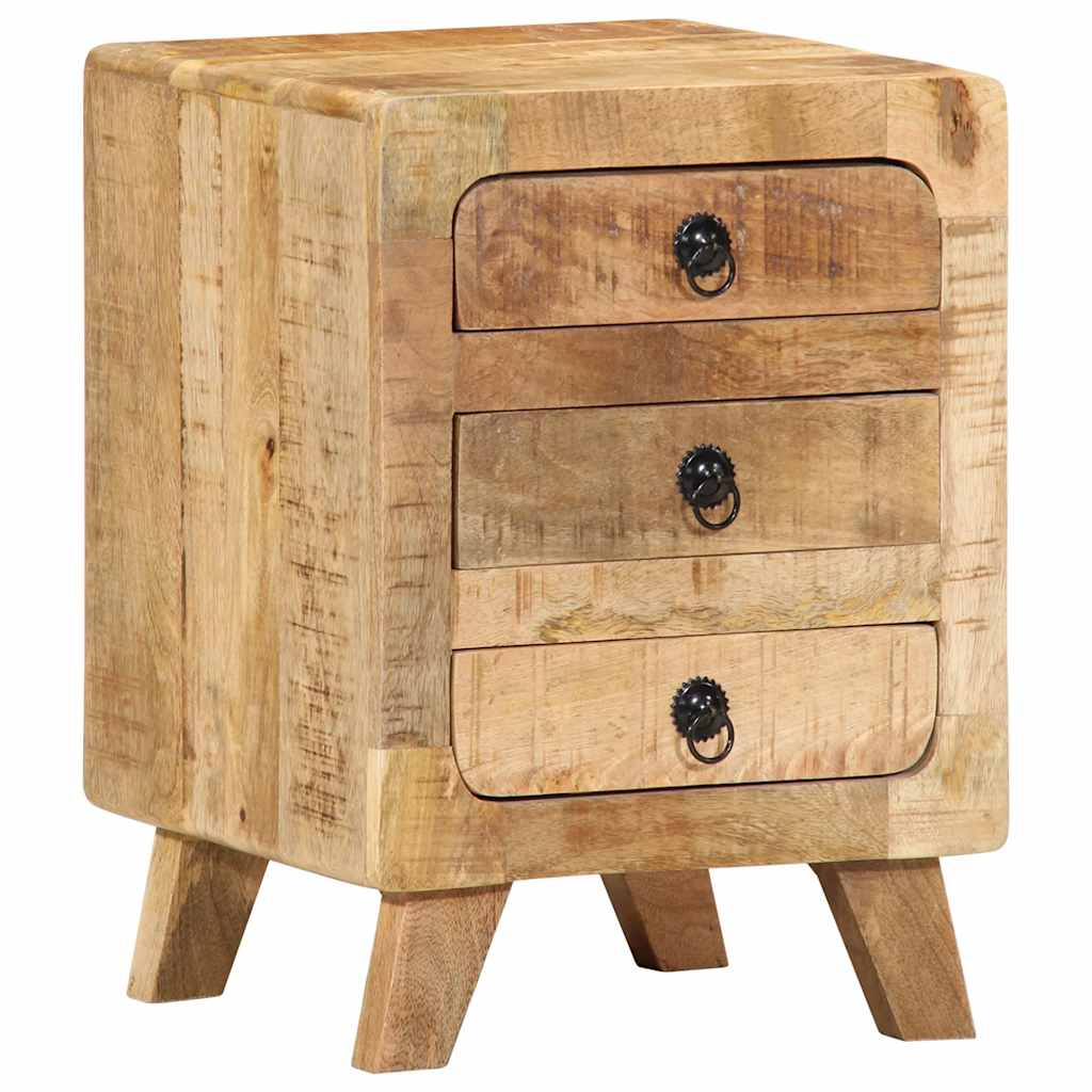Table de chevet 37x32x50 cm bois de manguier massif brut - XIOS