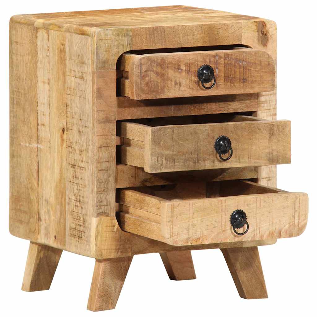 Table de chevet 37x32x50 cm bois de manguier massif brut - XIOS