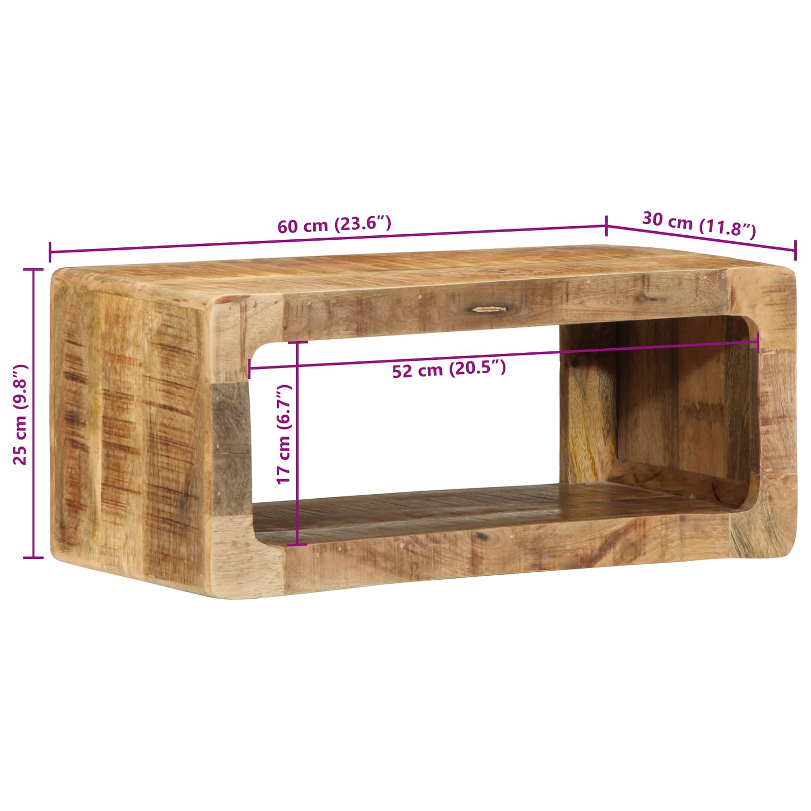 | Meuble TV | Marron 60 x 30 x 25 cm Bois de mangue massif - XIOS