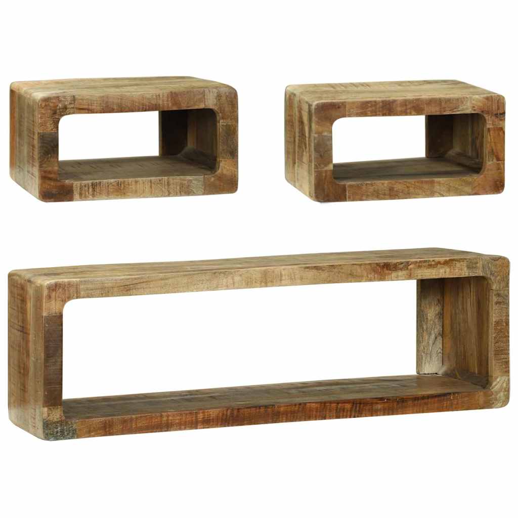Meuble TV avec Rangement 3 pcs Marron Bois de manguier massif XIOS
