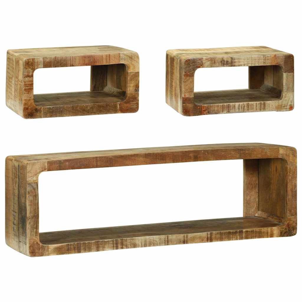 Meuble TV avec Rangement 3 pcs Marron Bois de manguier massif XIOS