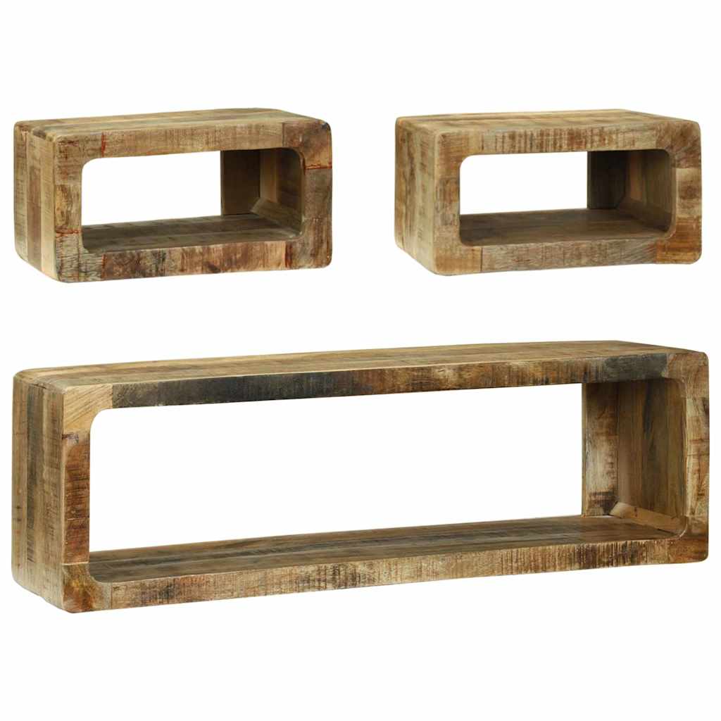 Meuble TV avec Rangement 3 pcs Marron Bois de manguier massif XIOS