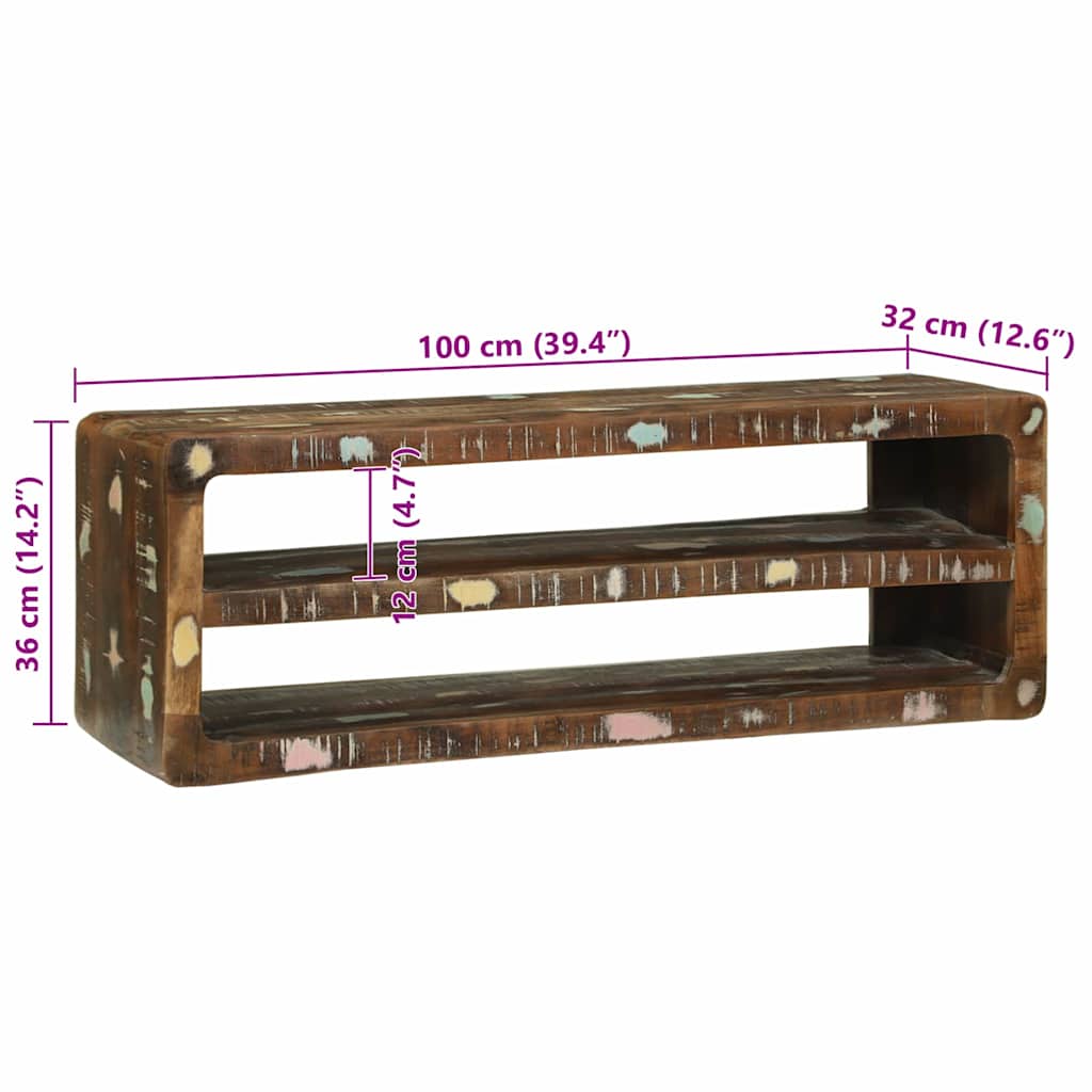 Meuble TV 100 x 32 x 36 cm Bois massif de récupération XIOS