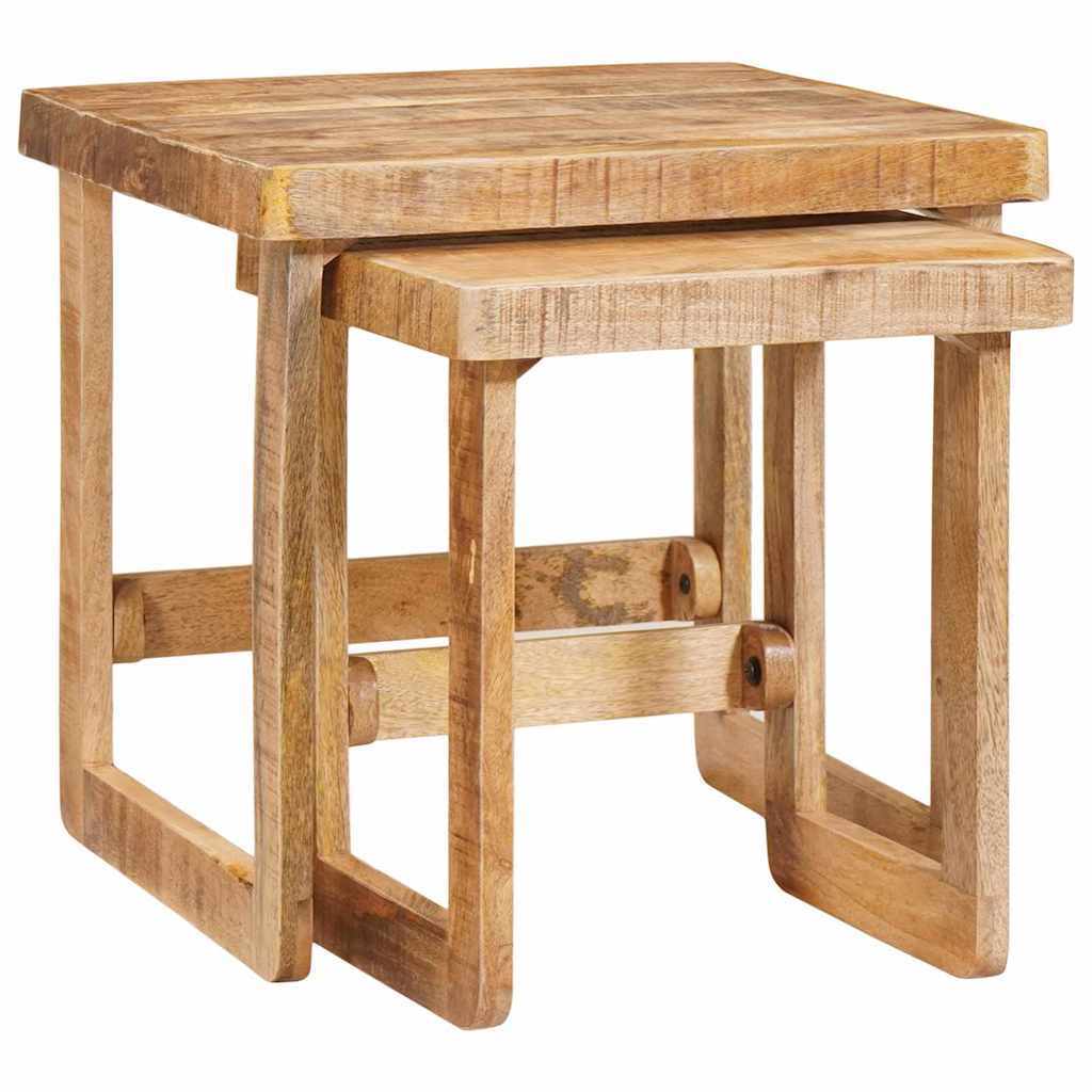 Tables d'appoint 2 pcs Marron bois de manguier massif - XIOS