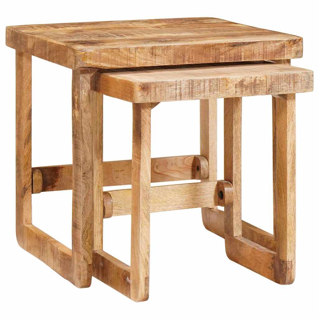 Tables d'appoint 2 pcs Marron bois de manguier massif - XIOS