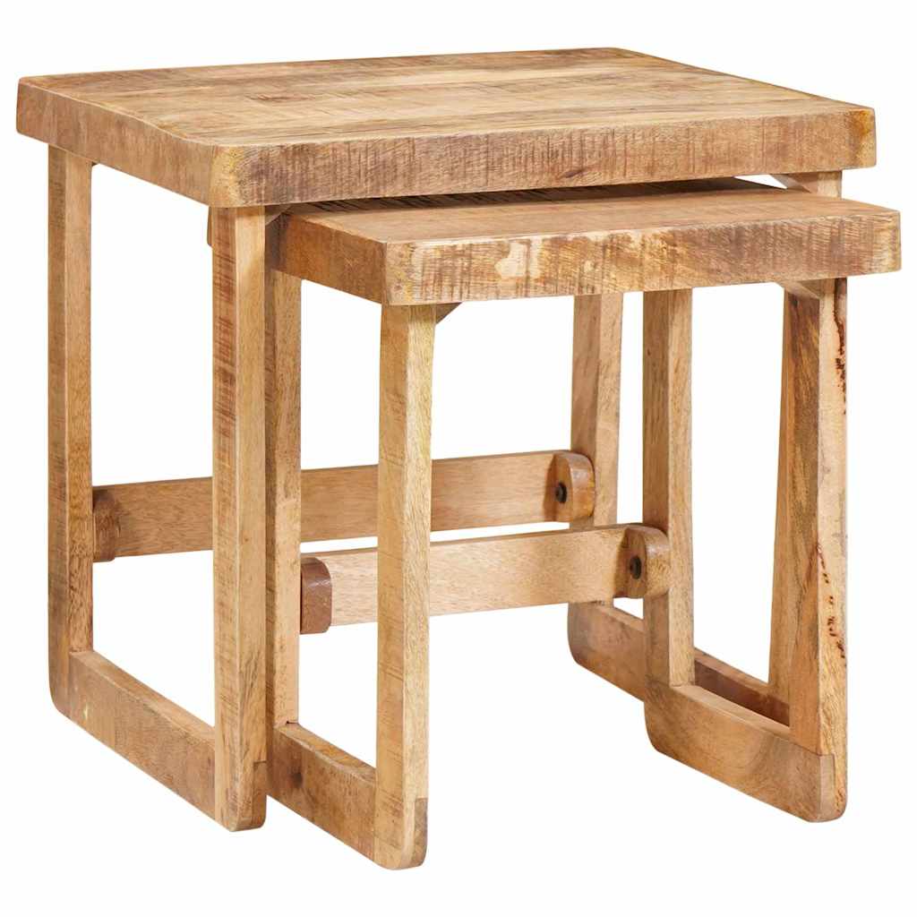 Tables d'appoint 2 pcs Marron bois de manguier massif - XIOS