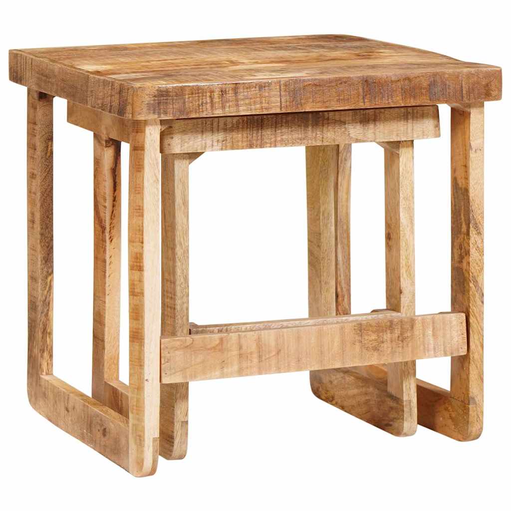 Tables d'appoint 2 pcs Marron bois de manguier massif - XIOS