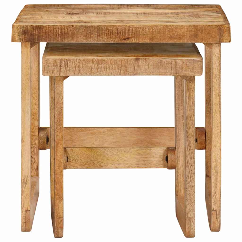 Tables d'appoint 2 pcs Marron bois de manguier massif - XIOS