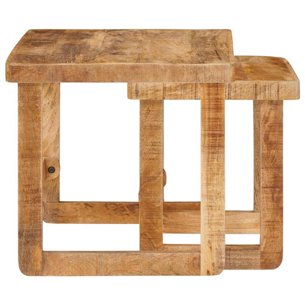 Tables d'appoint 2 pcs Marron bois de manguier massif - XIOS