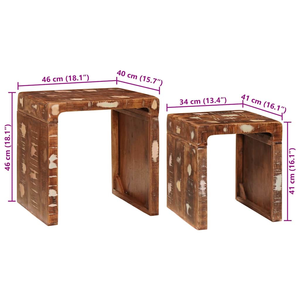 Tables d'appoint Multicolore bois de récupération massif - XIOS