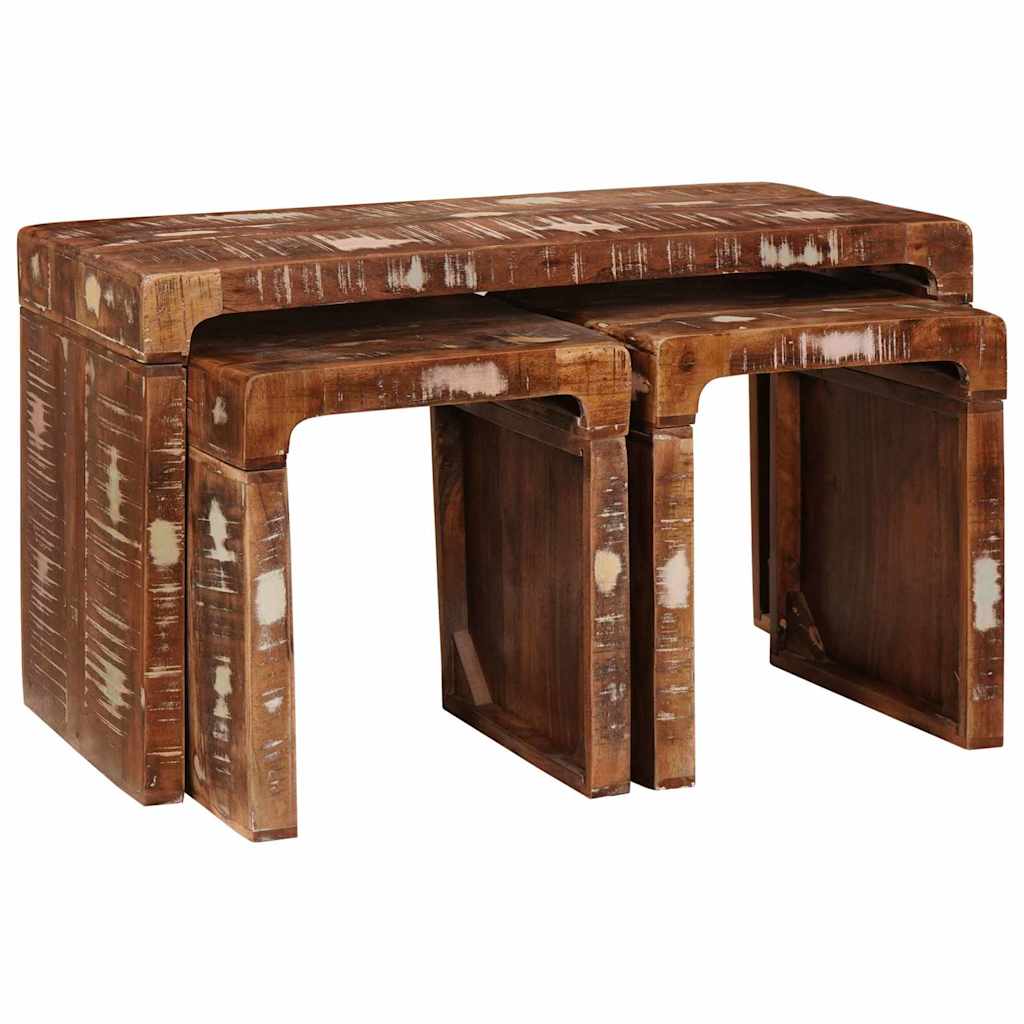 Tables gigognes 3 pcs bois de récupération massif - XIOS