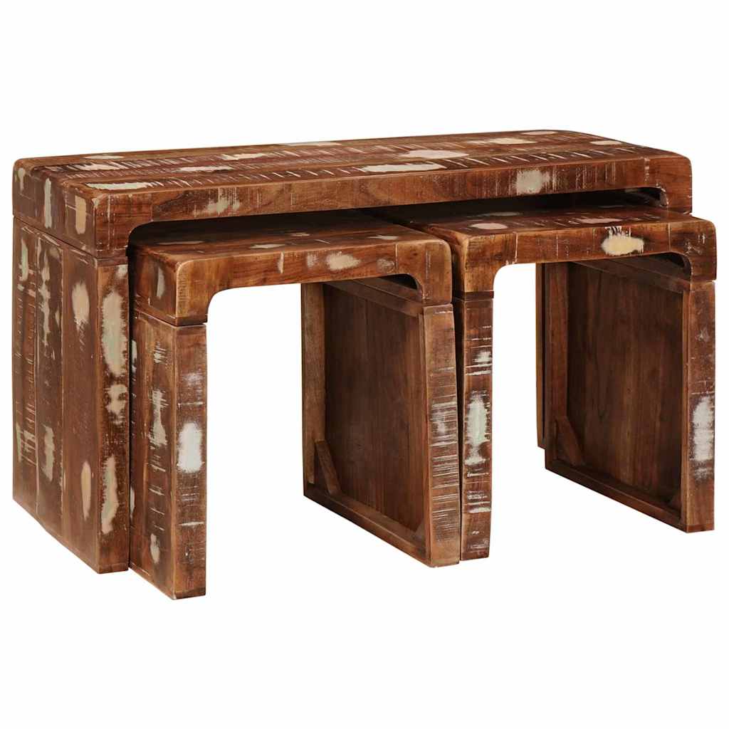 Tables gigognes 3 pcs bois de récupération massif - XIOS