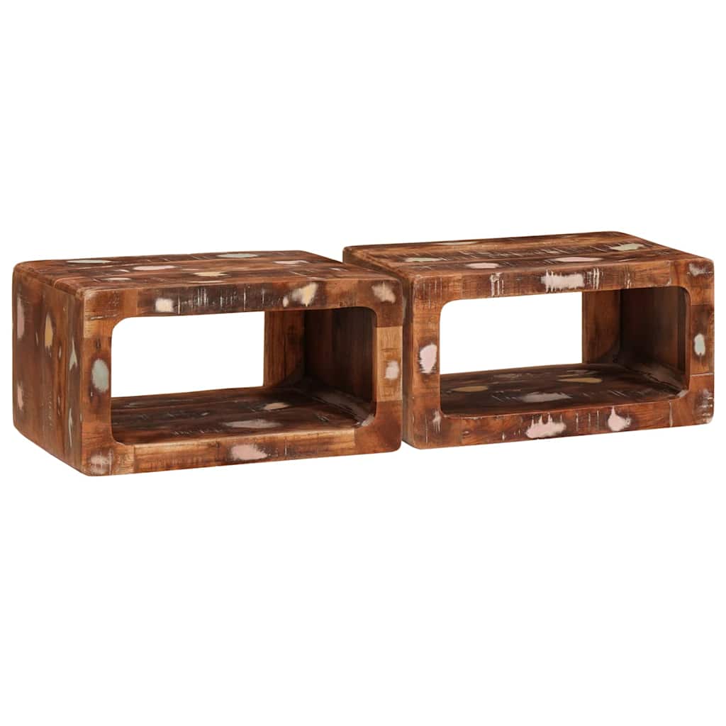 Tables de chevet 45 x 30 x 24 cm bois de récupération massif