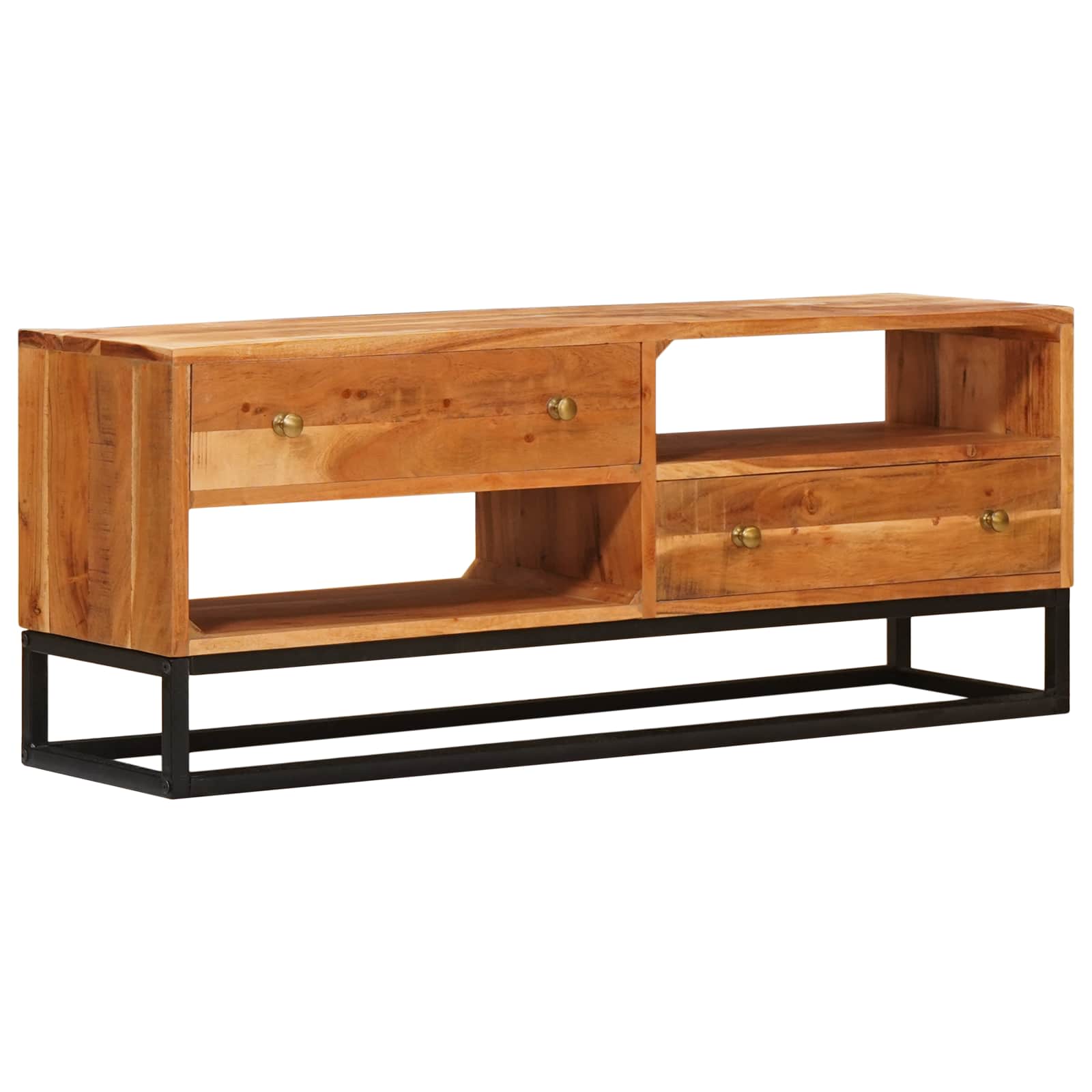 Meuble TV Naturel 110 x 30 x 44 cm Bois d'Acacia Massif - XIOS