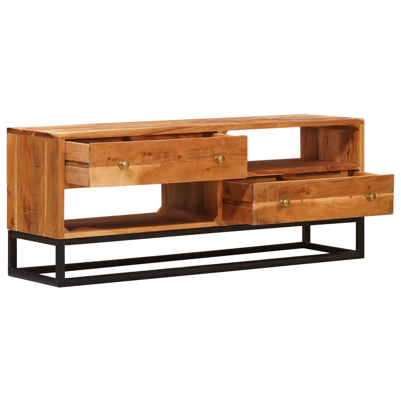 Meuble TV Naturel 110 x 30 x 44 cm Bois d'Acacia Massif - XIOS