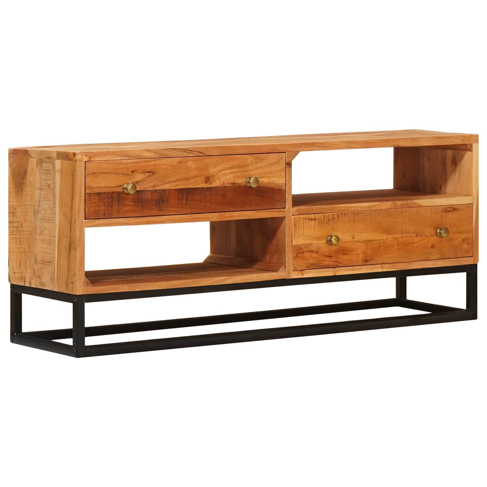 Meuble TV Naturel 110 x 30 x 44 cm Bois d'Acacia Massif - XIOS