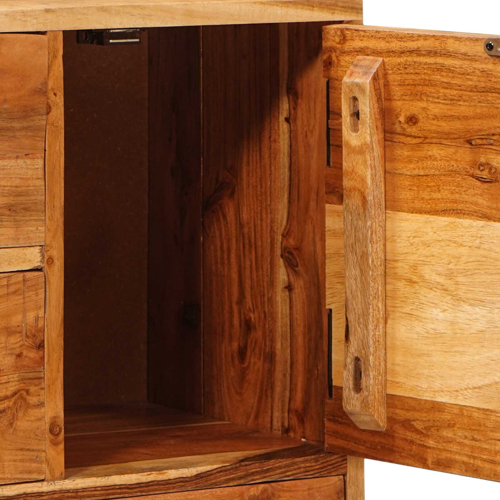 Commode avec porte Naturel 55 x 30 x 90 cm Bois d'Acacia Massif - XIOS