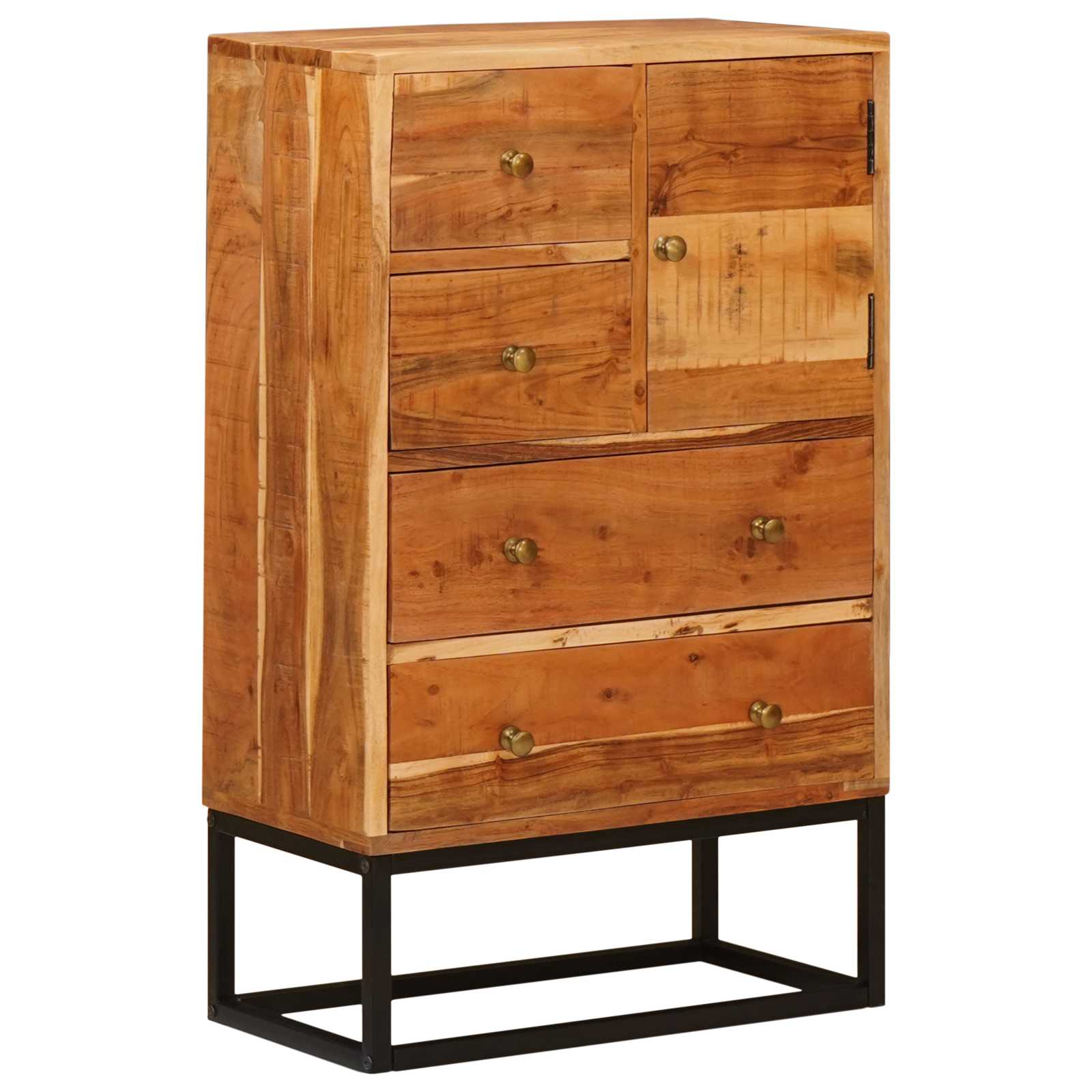 Commode avec porte Naturel 55 x 30 x 90 cm Bois d'Acacia Massif - XIOS