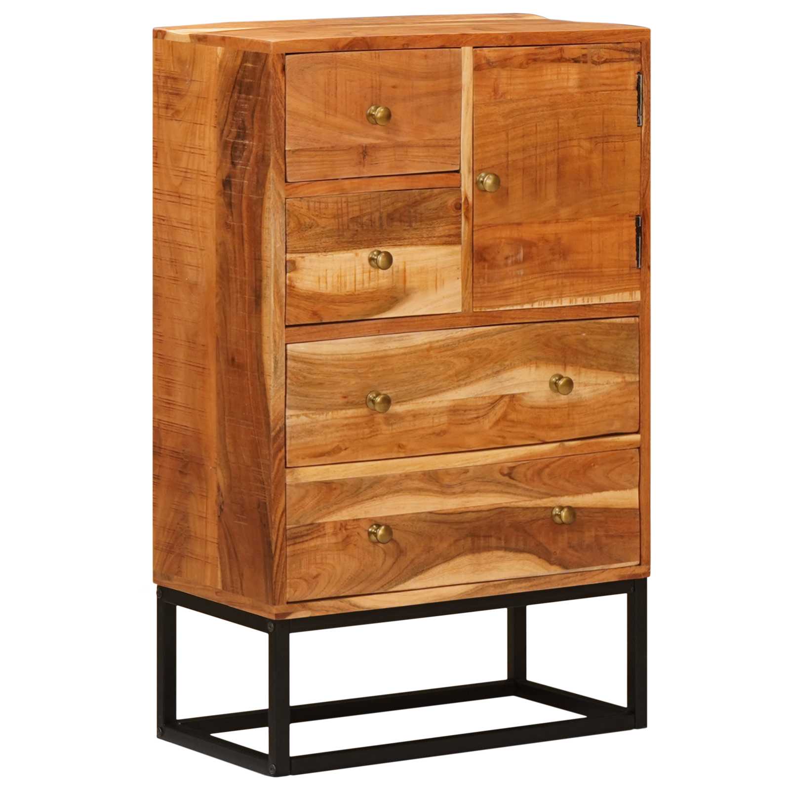 Commode avec porte Naturel 55 x 30 x 90 cm Bois d'Acacia Massif - XIOS