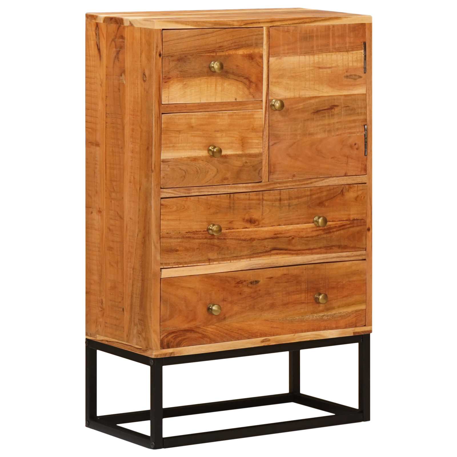 Commode avec porte Naturel 55 x 30 x 90 cm Bois d'Acacia Massif - XIOS