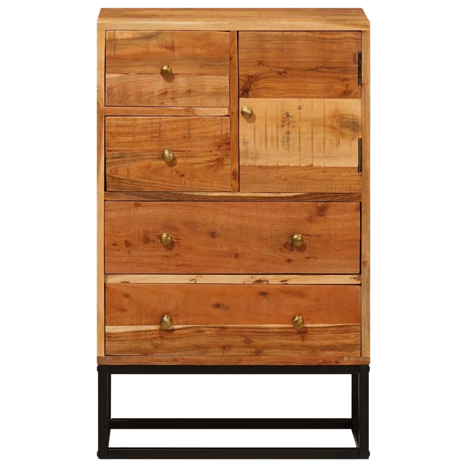 Commode avec porte Naturel 55 x 30 x 90 cm Bois d'Acacia Massif - XIOS