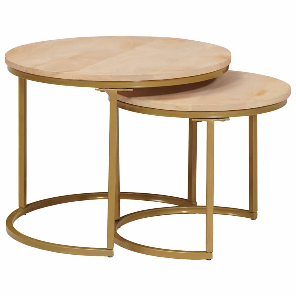 Tables basses gigognes 2 pcs Bois de mangue massif et acier - XIOS