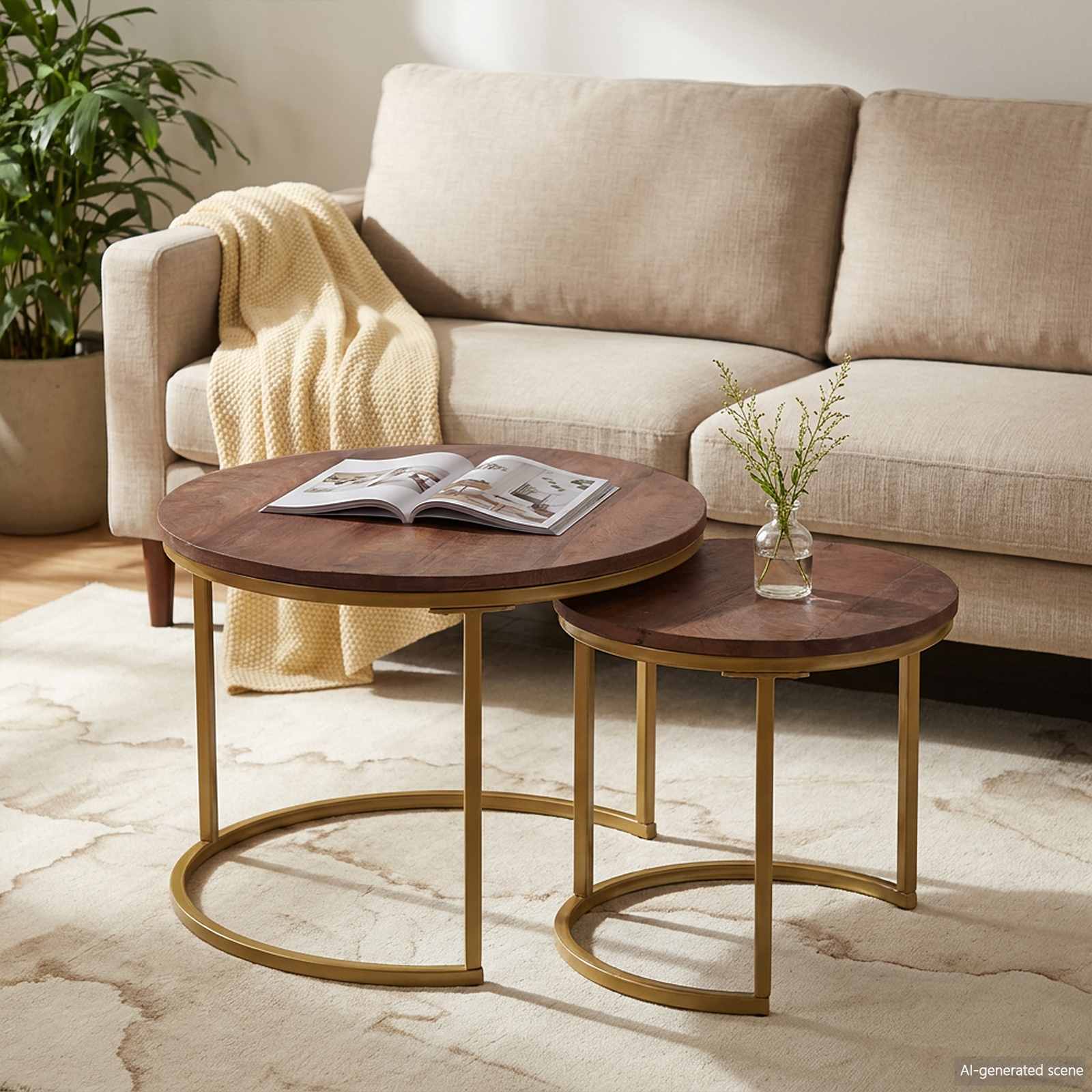Tables basses gigognes 2 pc Marron foncé 50 x 50 x 40 cm - XIOS
