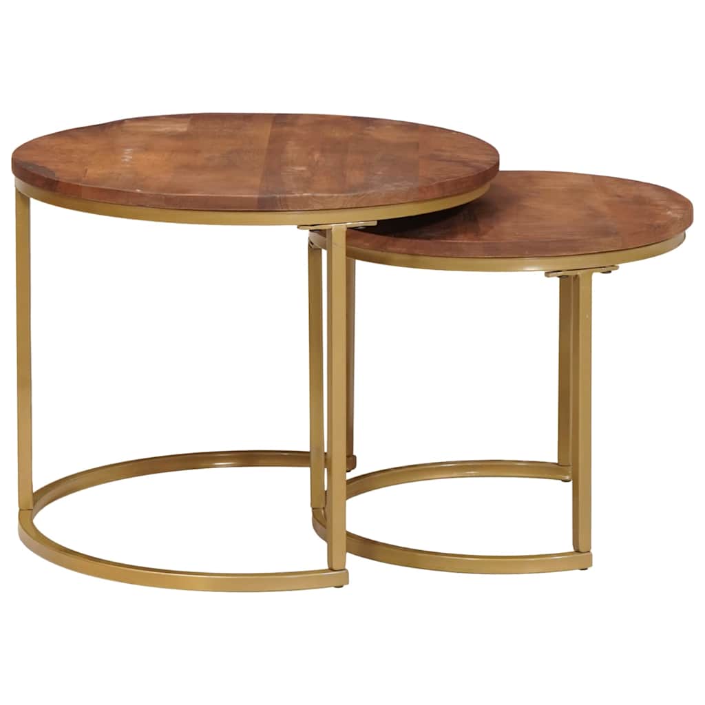 Tables basses gigognes 2 pcs Bois de mangue massif et acier - XIOS