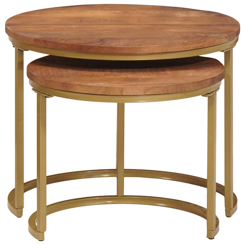 Tables basses gigognes 2 pcs Bois de mangue massif et acier - XIOS