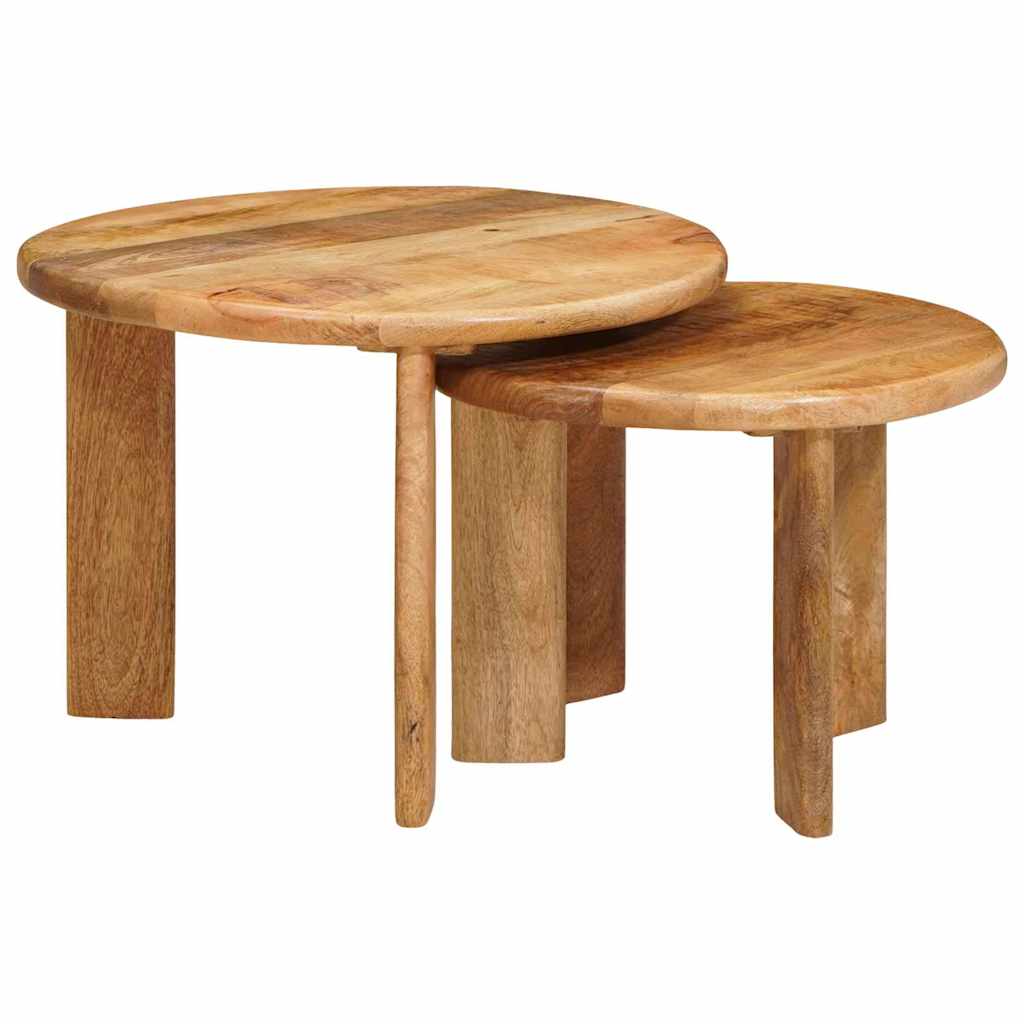 Tables basses gigognes 2 pcs Marron Bois de mangue massif - XIOS