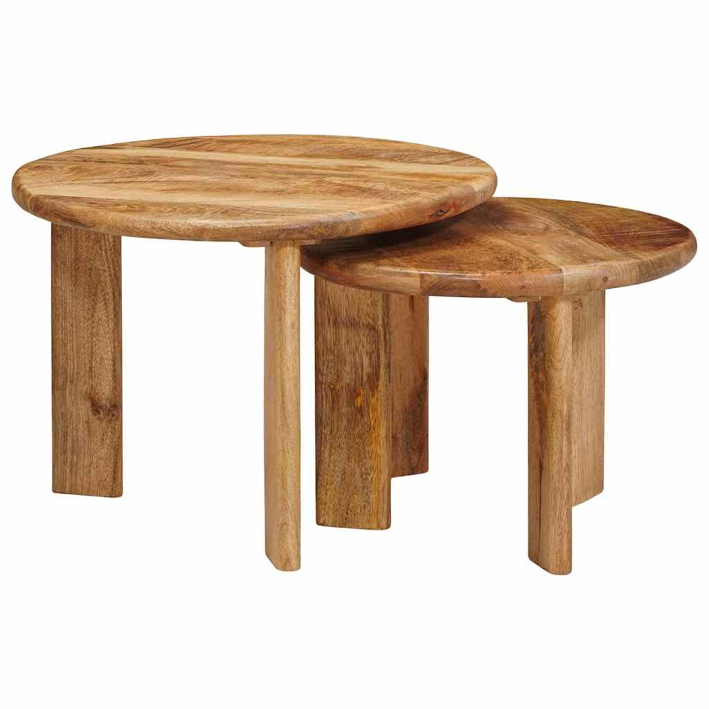 Tables basses gigognes 2 pcs Marron Bois de mangue massif - XIOS