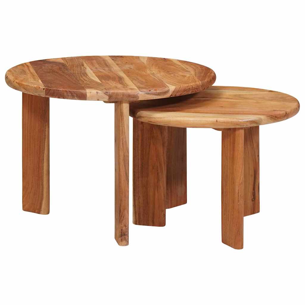 Tables basses gigognes 2 pcs Marron Bois d'Acacia Massif - XIOS
