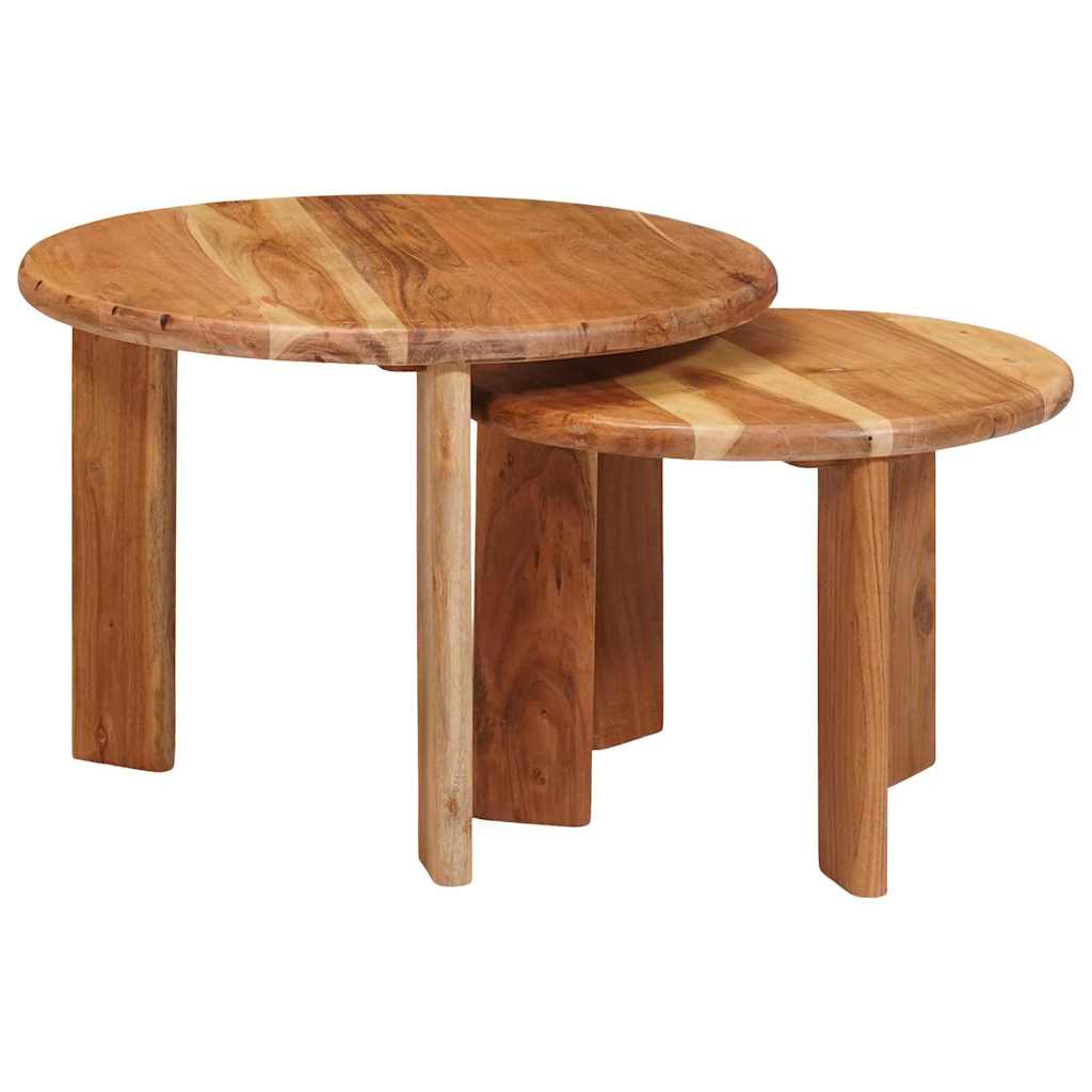 Tables basses gigognes 2 pcs Marron Bois d'Acacia Massif - XIOS