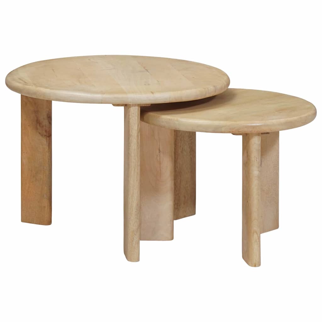 Tables basses gigognes 2 pcs Noir Bois de mangue massif - XIOS
