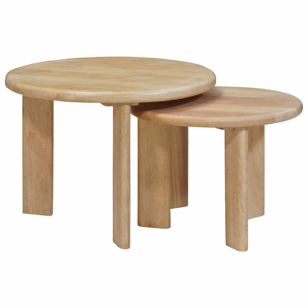 Tables basses gigognes 2 pcs Noir Bois de mangue massif - XIOS