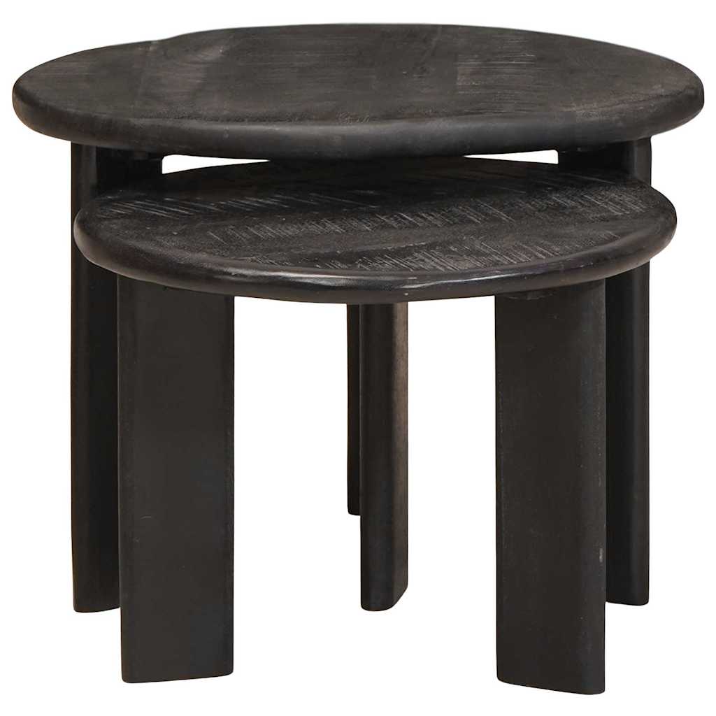 Tables basses gigognes 2 pcs Blanc Bois de mangue massif - XIOS