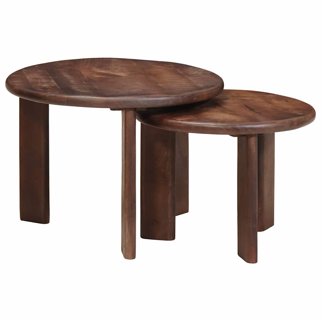 Tables basses gigognes 2 pcs Marron foncé Bois de mangue massif - XIOS