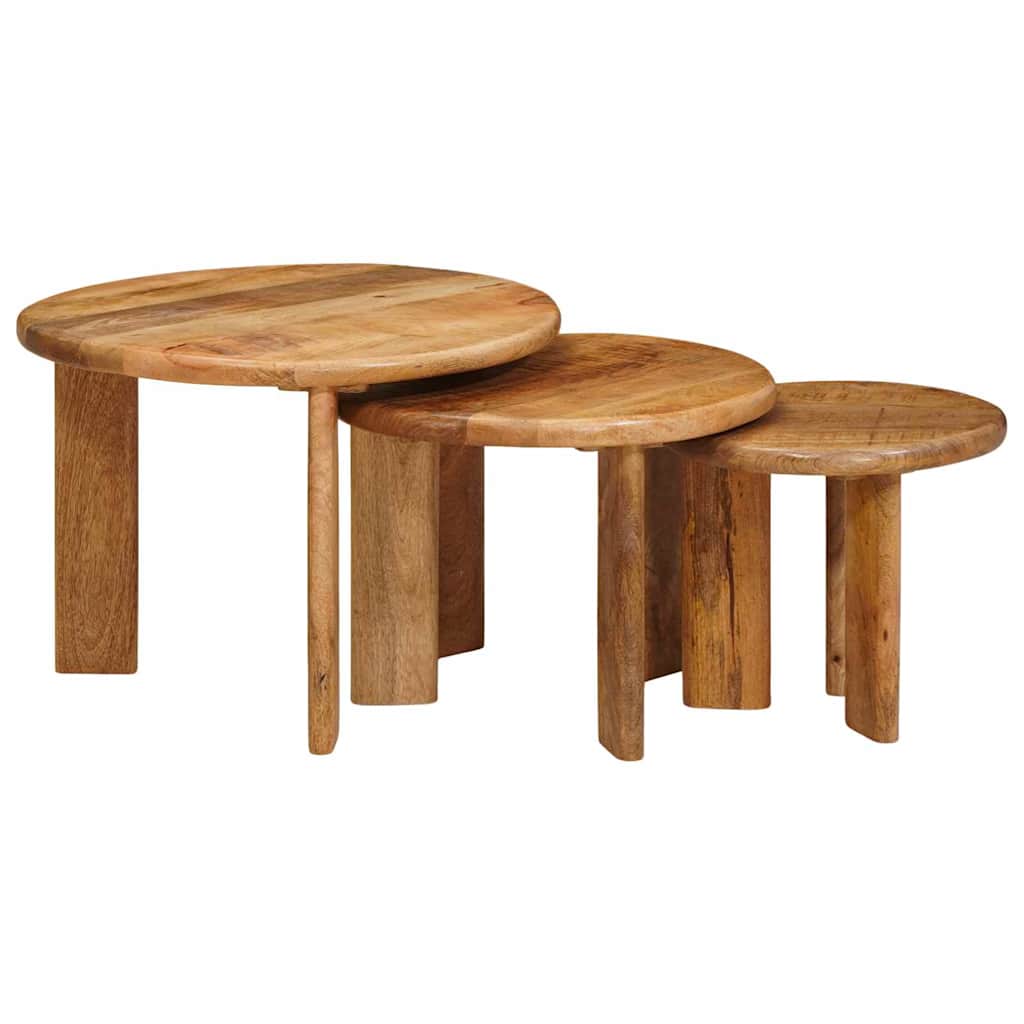 Tables basses gigognes 3 pcs Marron Bois de mangue massif - XIOS