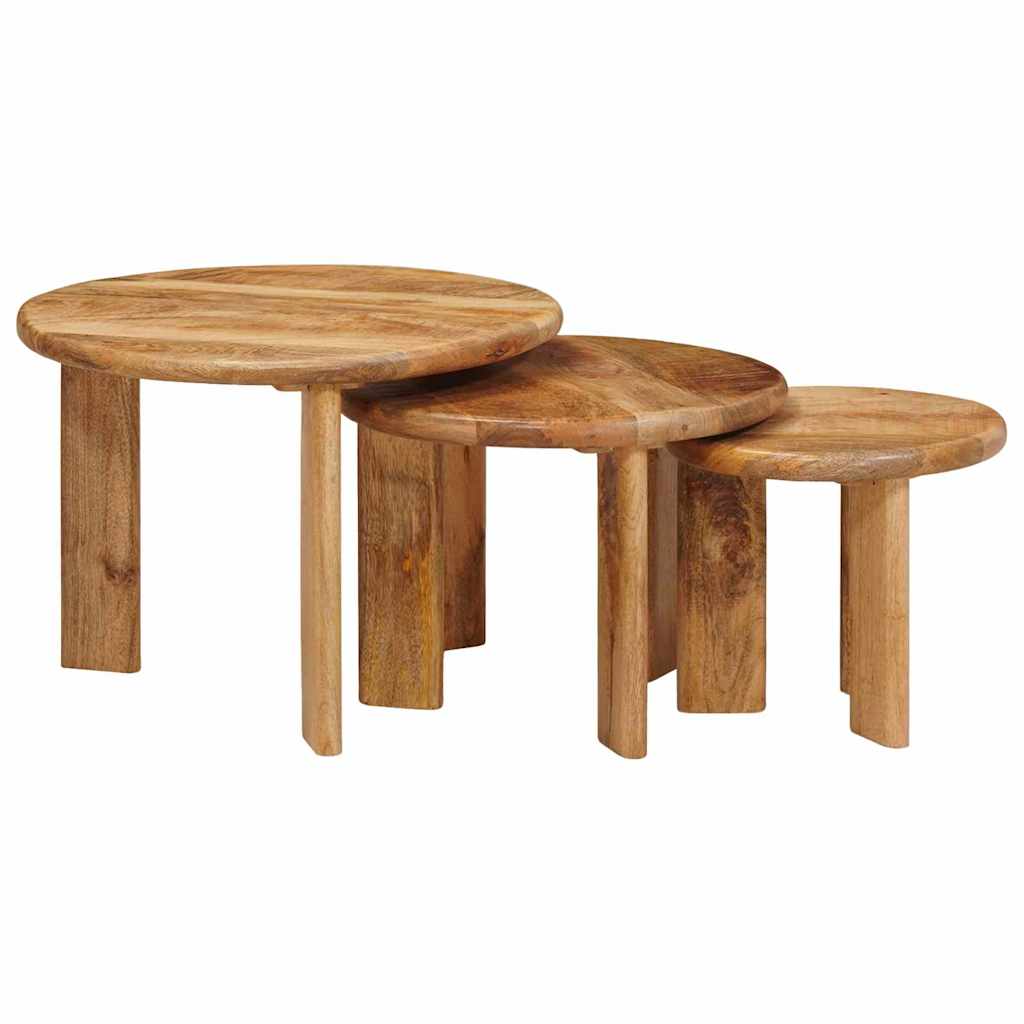 Tables basses gigognes 3 pcs Marron Bois de mangue massif - XIOS